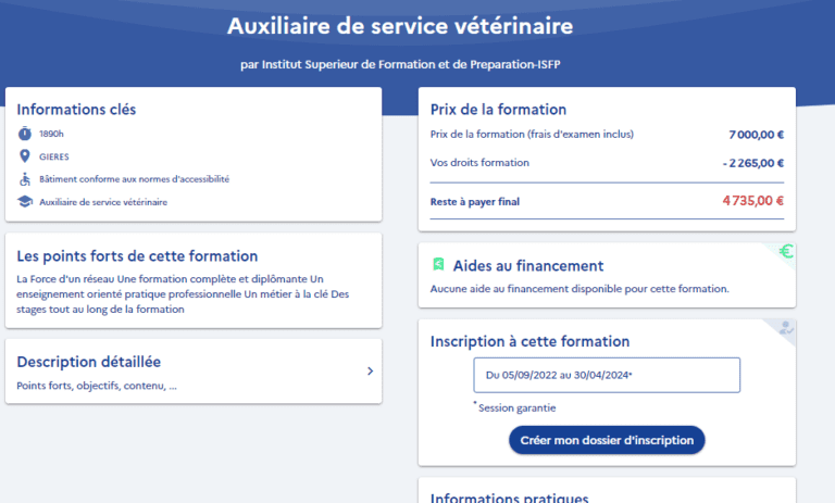 Etape 5 pour mobiliser son CPF pour s'inscrire à la formation SupVéto